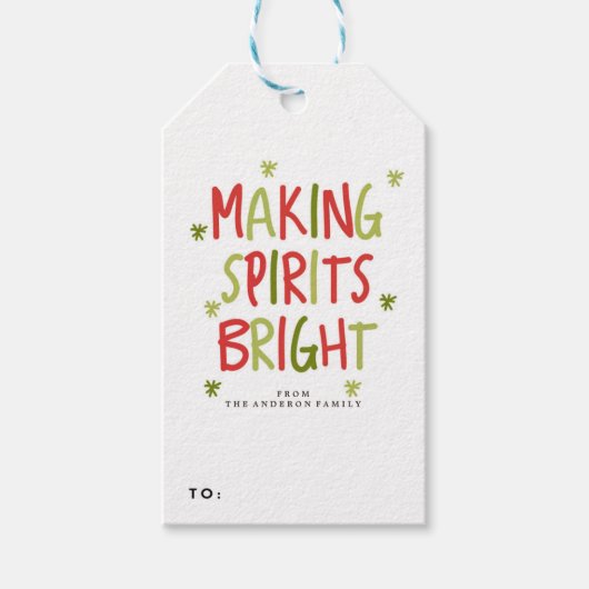 スピリッツを明るい休日クリスマスギフトタグにする ギフトタグ (正面)