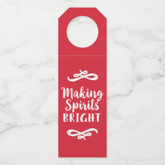 . .スピリッツを明るい赤ブラシでつや消しの台本の祝日に ボトルネックタグ (正面)