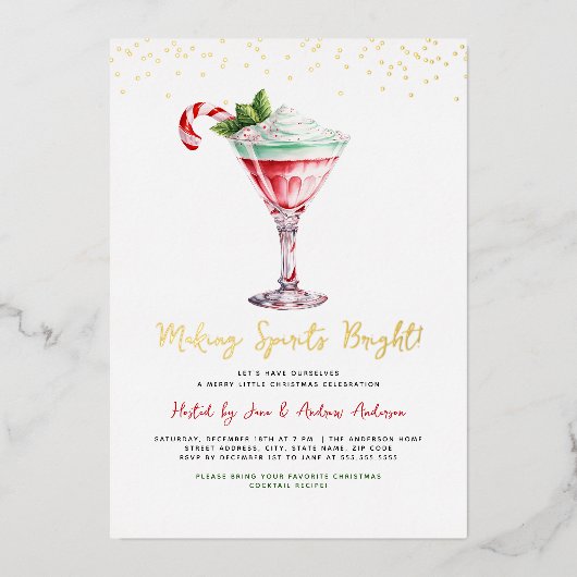 スピリッツを明るくするカクテルクリスマスパーティー 箔招待状 (正面)