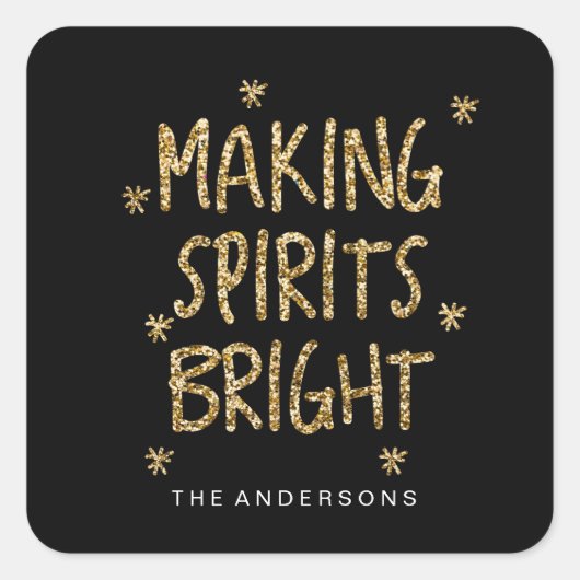 スピリッツを明るくするグリッタークリスマスステッカー スクエアシール (正面)