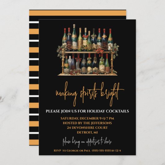 スピリッツを明るくするシャンパンカクテルパーティー 招待状 (正面/裏面)