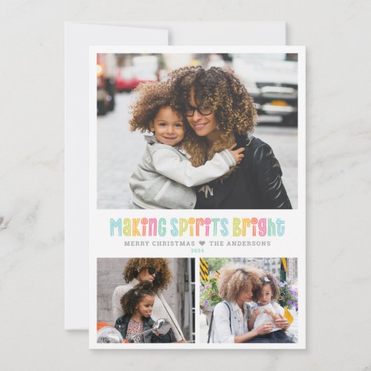 スピリッツを明るくする複数の写真クリスマス シーズンカード (正面)