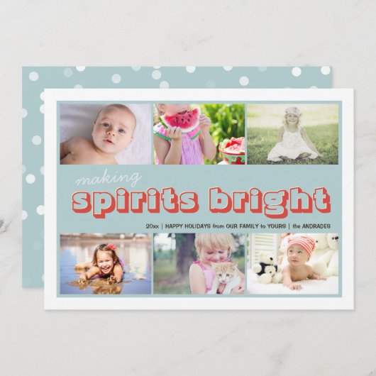 . .スピリッツを輝かせるクリスマス写真のコラージュ シーズンカード (正面/裏面)