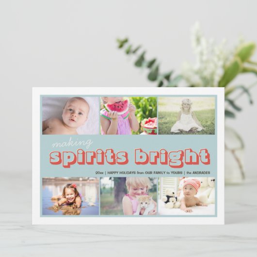 . .スピリッツを輝かせるクリスマス写真のコラージュ シーズンカード (スタンド正面)