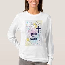 スピリットと真実のクリスチャン女性用ロングスリーブTシャツ Tシャツ