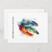 スピリットの羽鮮やか：水彩アート シーズンポストカード (正面/裏面)