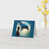 スピリットアニマルドルフィン2折りグリーティングカード カード (黄色い花)