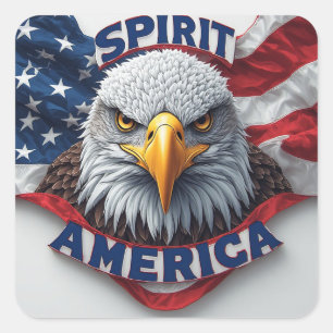 スピリットアメリカアメリカ国旗愛国心 スクエアシール