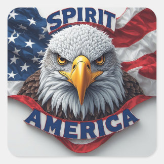 スピリットアメリカアメリカ国旗愛国心 スクエアシール