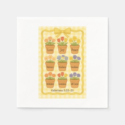スピリットイエローフラワーポットの果実 スタンダードカクテルナプキン (正面)