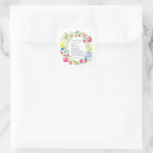 スピリットウォーターのカラーアートワークの果実 スクエアシール (バッグ)