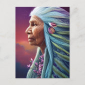 スピリットエルダー先住民アメリカファンタジーデジタルアート ポストカード (正面)