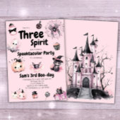 スピリットガールかわいいピンクのハロウィーン3回目の誕生日 招待状