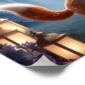 スピリットキツネランタンウォールアート – 神秘的な森 ポスター (角)