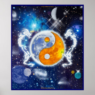 スピリットドラゴンズイン – ヤン深い宇宙ファンタジーアート ポスター