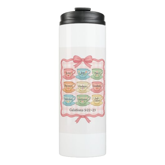 スピリットピンク茶カップの水瓶の果実 タンブラー (正面)