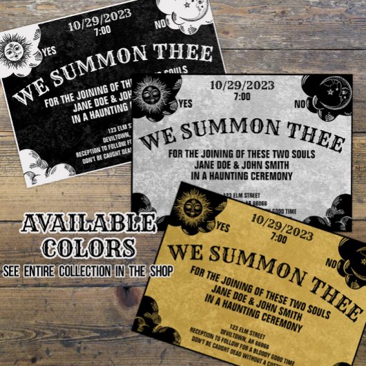 スピリットボードゴシックハロウィン結婚またはシャワー 招待状