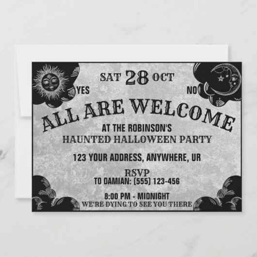 スピリットボードゴシック不気味ウィッチーハローウィンパーティ 招待状 (正面)