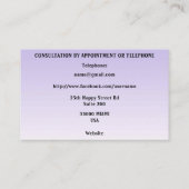 スピリットメディア，緑の水晶玉，パルミストリ，タロット 名刺 (裏面)