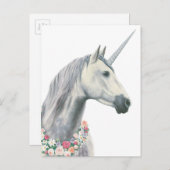 スピリットユニコーン(花の首付のまわりにき) ポストカード (正面/裏面)