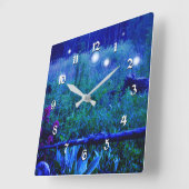 スピリットライトブルーナイトマーシュメドウWisp スクエア壁時計 (傾斜)