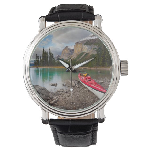 スピリット島の海岸にシーカヤック 腕時計 (正面)