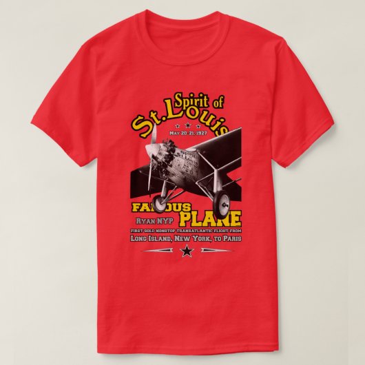 スピリット・オブ・セントルイス有名飛行機 Tシャツ (デザイン正面)