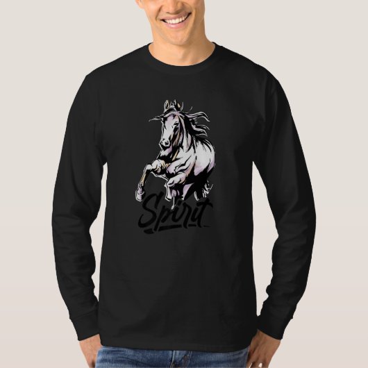 スピリット グラフィック 馬好き 馬術ライダー 馬 Tシャツ (正面)