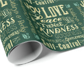 スピリット·グリーンのクリスマス·フルーツの金ゴールド ラッピングペーパー (ロールコーナー)