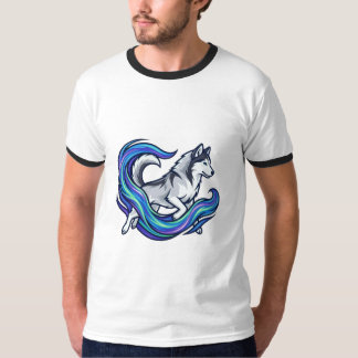 スピリット・ハスキー・エレクトリックブルー・アウラ グラフィック Tシャツ