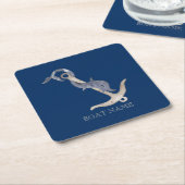 スピリッ航海のトいかりドルフィンネイビーブルー スクエアペーパーコースター (アングル)