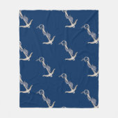 スピリッ航海のトいかりドルフィンネイビーブルー フリースブランケット (正面)