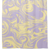 スピル – パステルイエローとパープル シャワーカーテン (正面)