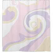 スピル – パステルピンク、黄、紫 シャワーカーテン (正面)