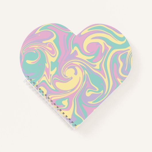 スピル – パステルピンク、黄、紫、緑 ノートブック (正面)