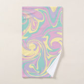 スピル – パステルピンク、黄、紫、緑 バスタオルセット (ハンドタオル)