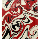 スピル – 赤とクリーム シャワーカーテン (正面)