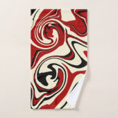 スピル – 赤とクリーム バスタオルセット (ハンドタオル)