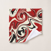 スピル – 赤とクリーム バスタオルセット (ウォッシュタオル)