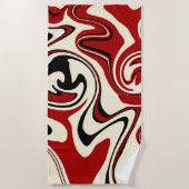 スピル – 赤とクリーム ビーチタオル (正面)