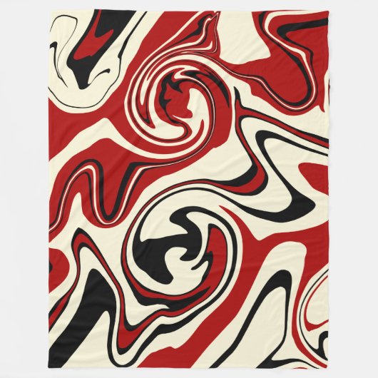 スピル – 赤とクリーム フリースブランケット (正面)