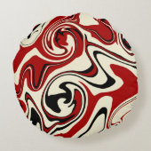 スピル – 赤とクリーム ラウンドクッション (裏面)