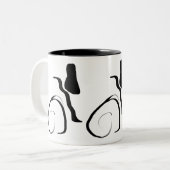 スピンサイクル：抽象芸術ブラック&ホワイト ツートーンマグカップ (正面左)