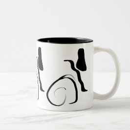 スピンサイクル:抽象芸術ブラック&ホワイト ツートーンマグカップ