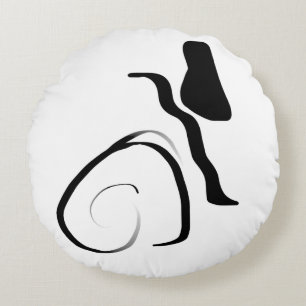 スピンサイクル：抽象芸術ブラック&ホワイト ラウンドクッション