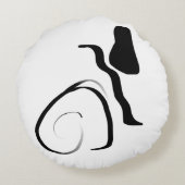 スピンサイクル：抽象芸術ブラック&ホワイト ラウンドクッション (裏面)