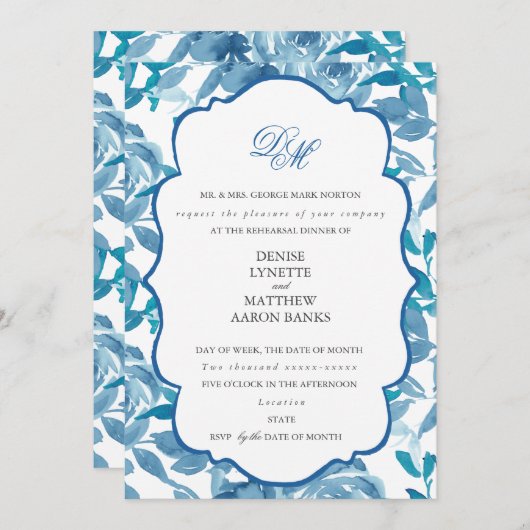 スピンシュガー&スカイダイバーブルー結婚のリハーサル 招待状 (正面/裏面)