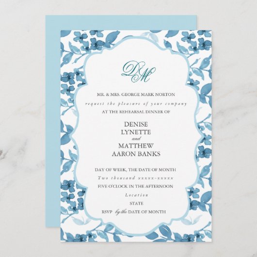 スピンシュガー&スカイダイバーブルー結婚のリハーサル 招待状 (正面/裏面)