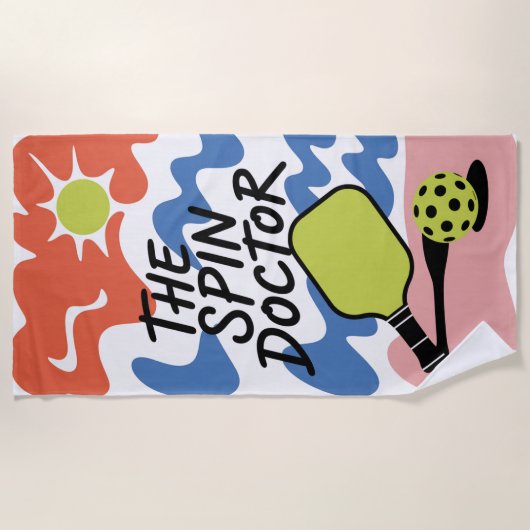 スピンドクおもしろいターのビーチタオルをピクルボール ビーチタオル (正面)