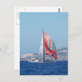 スピンナカー付きスーパーヨット ポストカード (正面/裏面)